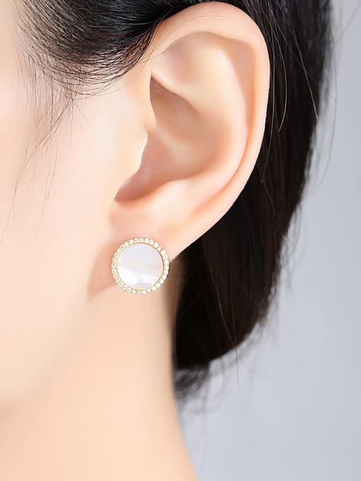 CCUI Pure silver with 3A zircon and natural Seashell studs 1