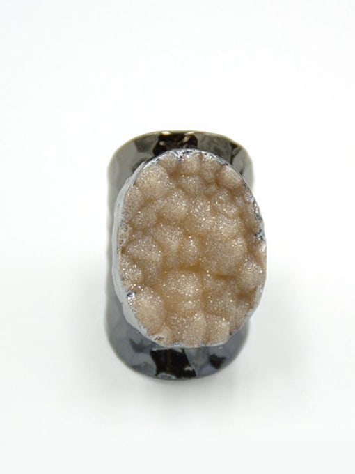 Champagne Exaggerated Personalized Natural Crystal Black Opening Ring