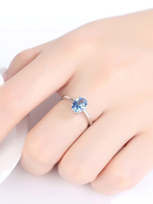 CCUI Sterling silver sky blue semi-precious stones minimalist ring 1