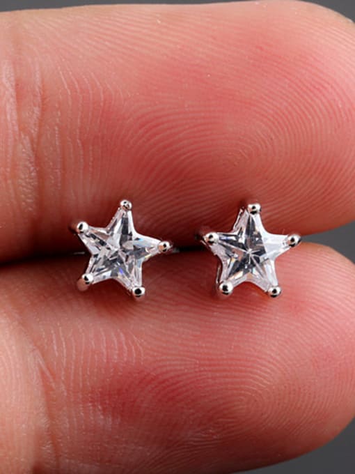 Five Star 6*6 Love ,Five-Star And Five Square High-Quality Zircon 6MM  True Platinum stud Earring