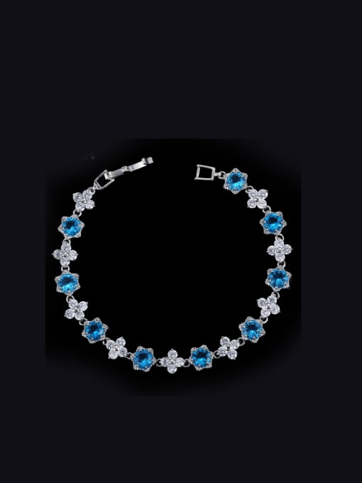 Light Blue 17.5 AAA Color Zircons Fashion Bracelet