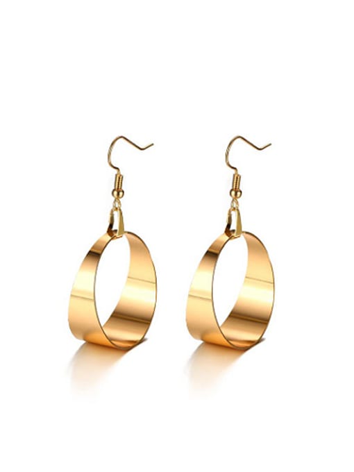golden Personality Geometric Shaped Gold Plated Big Titanium Drop Earrings