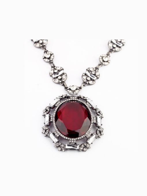 Red Fashionable Stones Ribbons Alloy Necklace