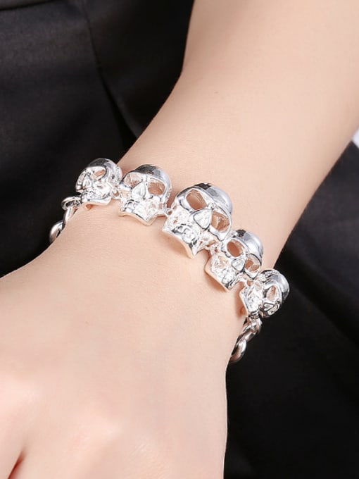 OUXI Personalized Skulls Silver Plated Bracelets 1