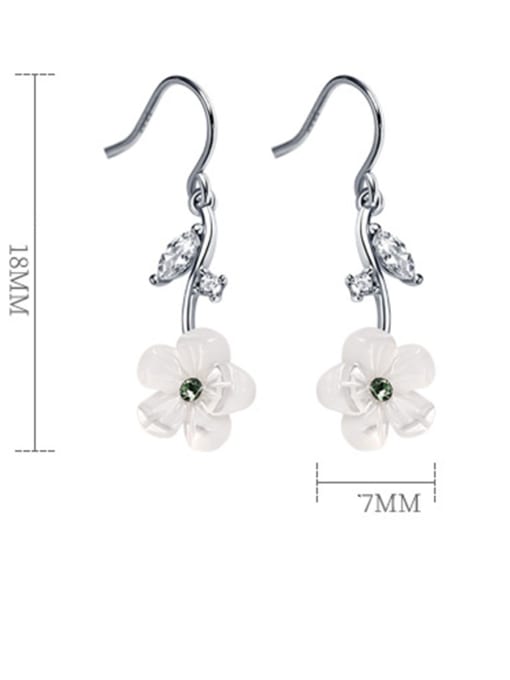 Dan 925 Sterling Silver With Resin Cute Flower Drop Earrings 2