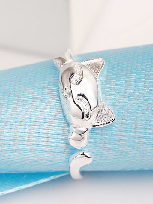 kwan S925 Silver Cat Head Adjustable Ring 1