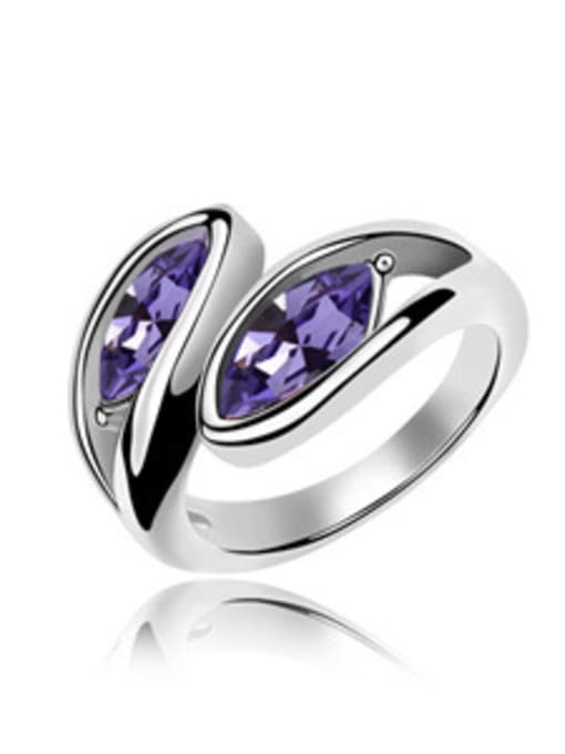 purple 3 Personalized Oval austrian Crystals Alloy Ring