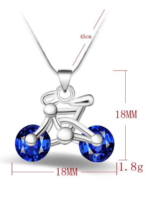 Ya Heng Personalized Cubic Zirconias Bicycle Pendant Copper Necklace 4
