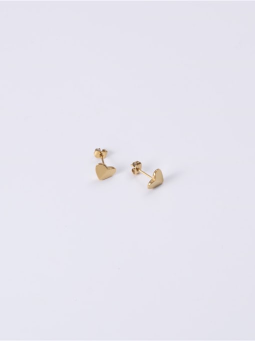 GROSE Titanium With Gold Plated Simplistic Heart Stud Earrings 3
