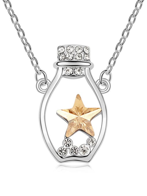 yellow Personalized Lucky Bottle Star austrian Crystals Pendant Alloy Necklace