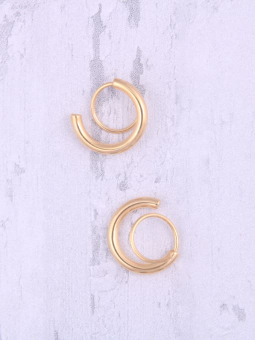 GROSE Titanium With Gold Plated Simplistic  Hollow Geometric Hoop Earrings 2