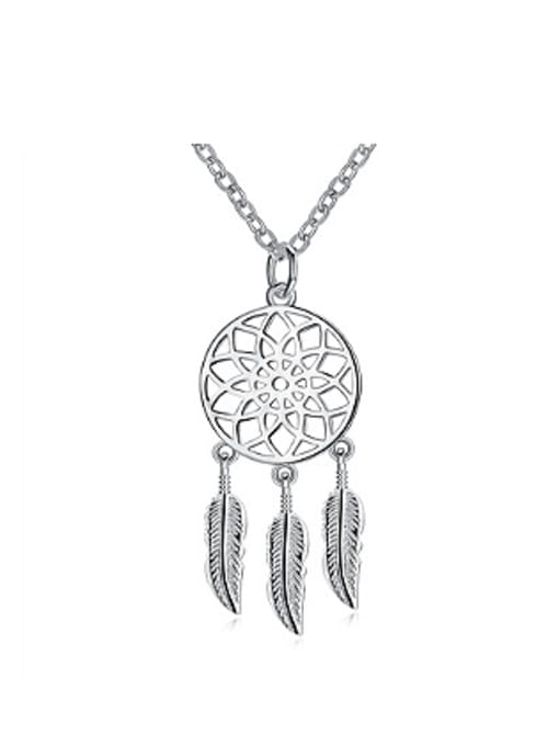 OUXI Fashion Hollow Round Feathers Necklace 0