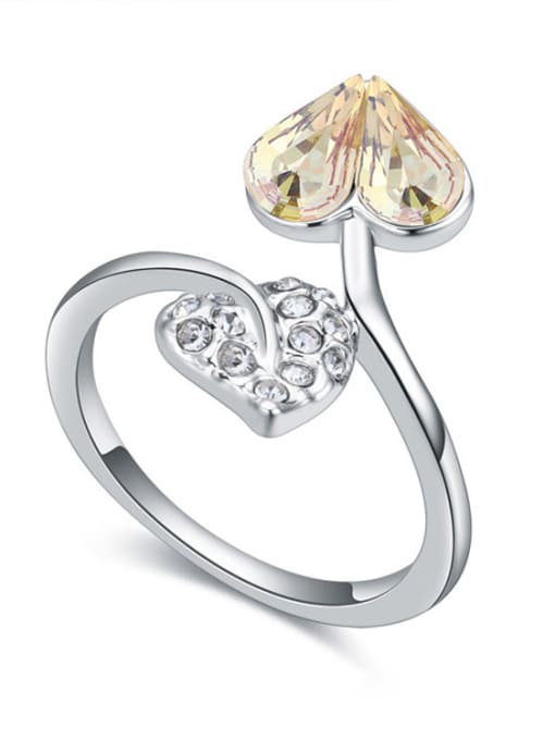 QIANZI Personalized Heart austrian Crystal Leaf Alloy Ring 3