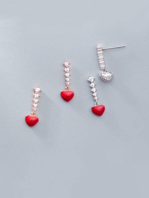 Rosh 925 Sterling Silver With Platinum Plated Cute Heart Stud Earrings