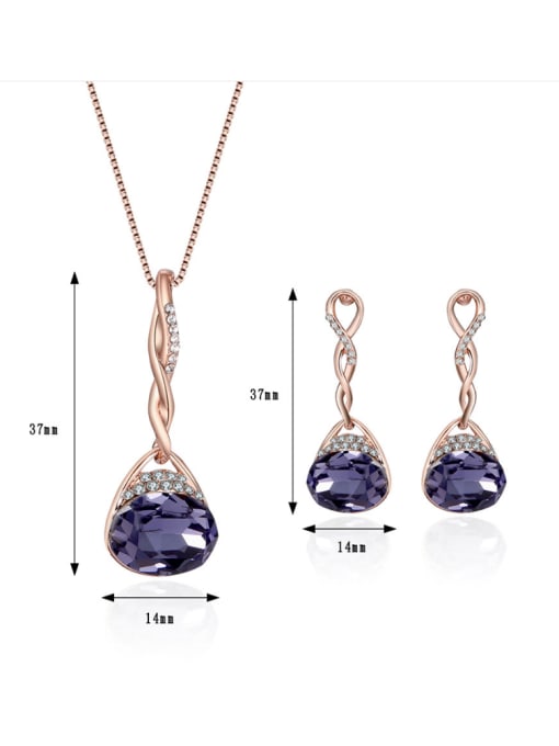 BESTIE 2018 2018 2018 Alloy Rose Gold Plated Fashion Artificial Stones Two Pieces Jewelry Set 3