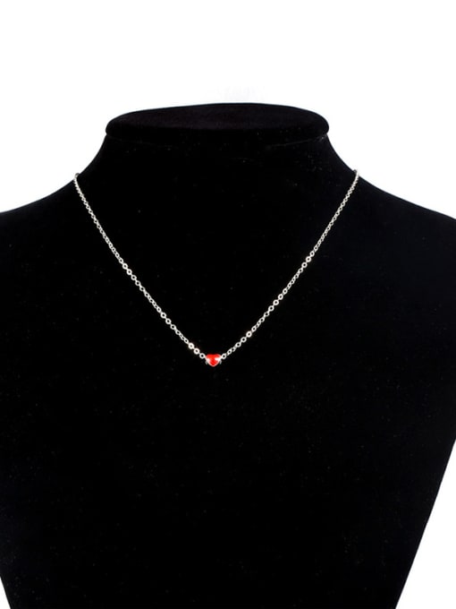 Ronaldo Elegant Red Heart Shaped Enamel Necklace 1