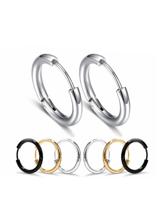BSL Stainless Steel With Gold Plated Simplistic Round Earrings 0