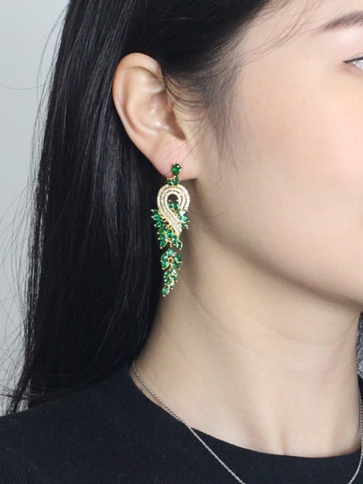 L.WIN Fashion Zircons Tassel Drop Chandelier earring 1