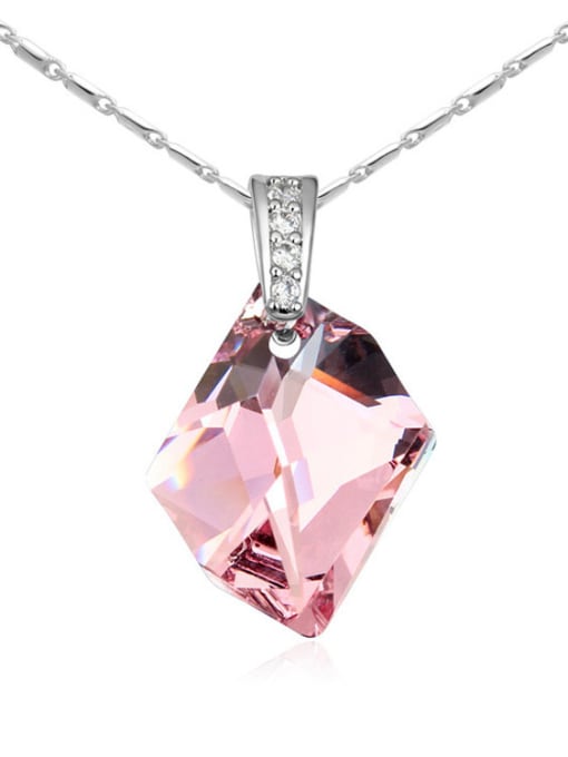 pink Simple austrian Crystal Pendant Alloy Necklace