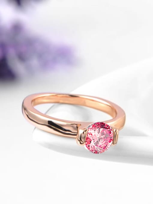 Ronaldo Fashion Pink Swiss Zircon Rose Gold Plated Ring 1