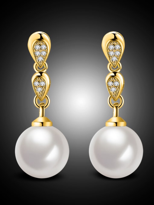 Ya Heng Fashion Shell Pearls Zircons Drop Earrings 4