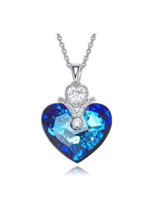 Blue Fashion Heart austrian Crystal Copper Necklace