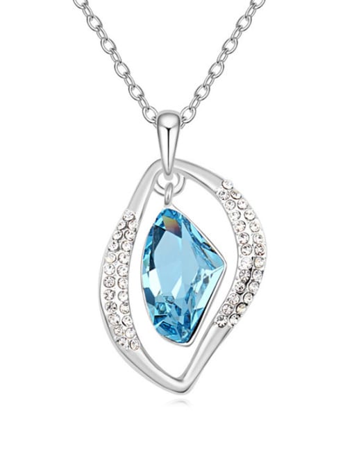 light blue Simple Irregular austrian Crystals Pendant Alloy Necklace