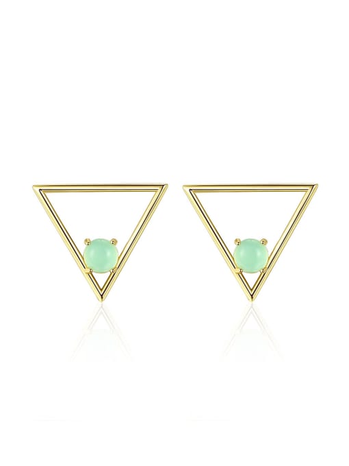 CCUI 925 Sterling Silver With Opal Simplistic Triangle Stud Earrings 0
