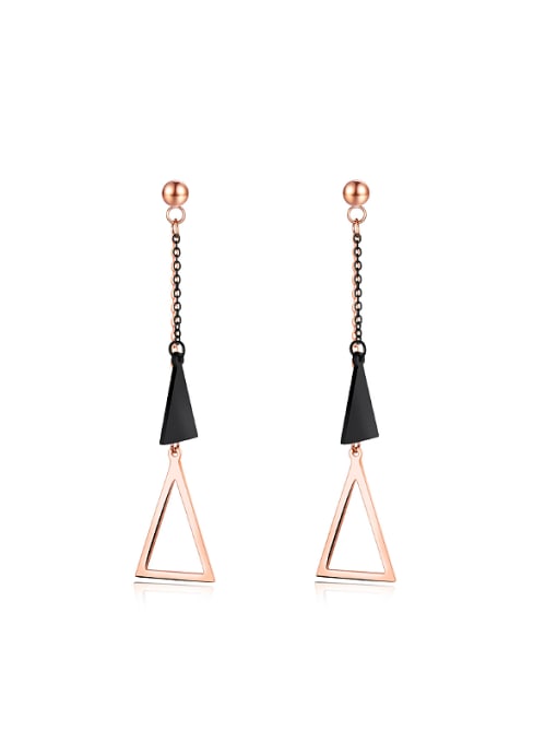 Open Sky Simple Triangle Rose Gold Plated Titanium Drop Earrings 0