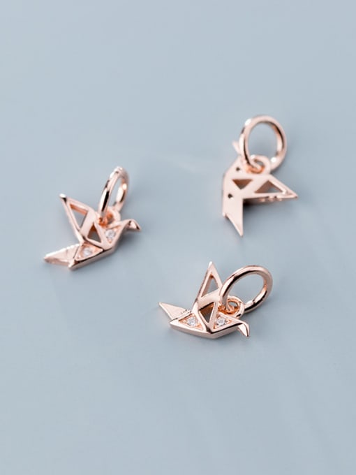 FAN 925 Sterling Silver With  Cubic Zirconia  Personality Paper Crane  Pendants 2