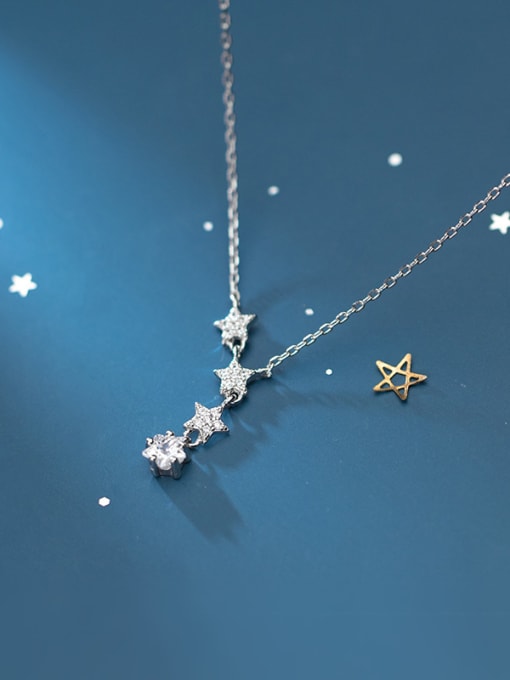 Rosh 925 Sterling Silver With Platinum Plated Simplistic Star Necklaces 2