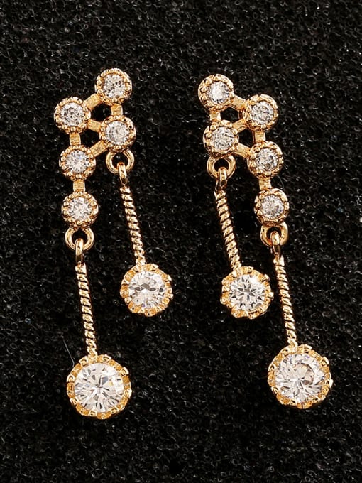 Champagne Gold 925 Jewelry Silver  Anti-allergic Tassel drop earring