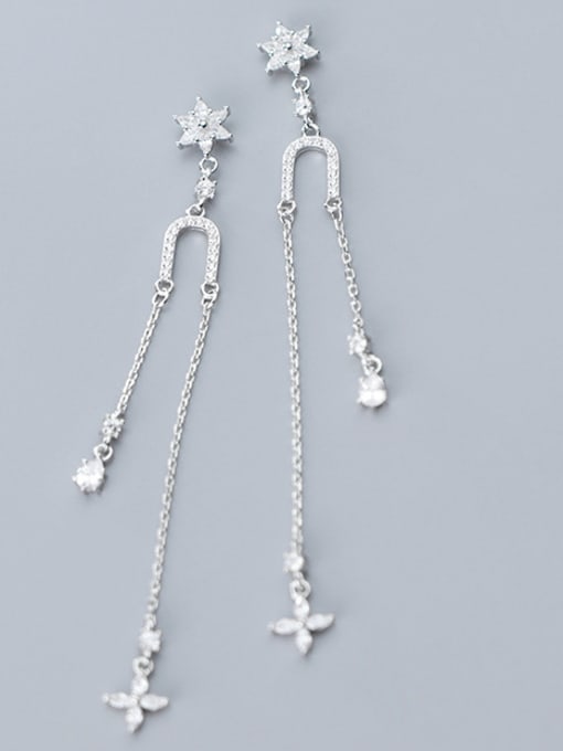 Rosh 925 Sterling Silver With Platinum Plated Fashion Flower Drop Earrings 0