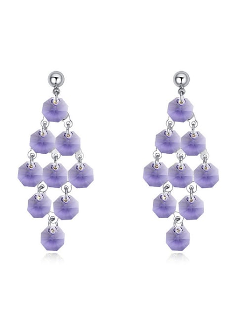 purple Exaggerated Cubic austrian Crystals Alloy Drop Earrings