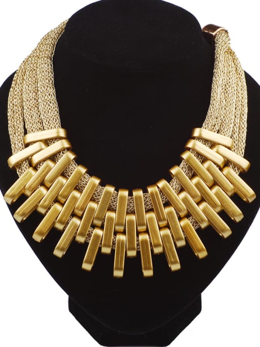 Gold Exaggerated Three Layers Alloy Plating Necklace