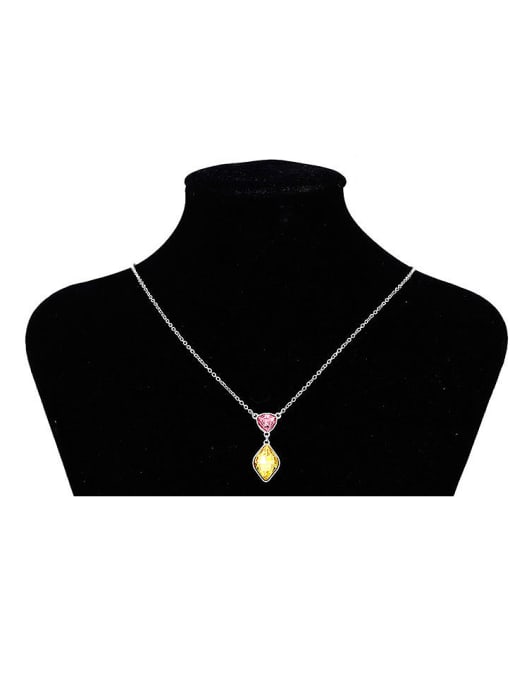 XP Copper Alloy White Gold Plated Fashion Water Drop Artificial Crystal Necklace 1