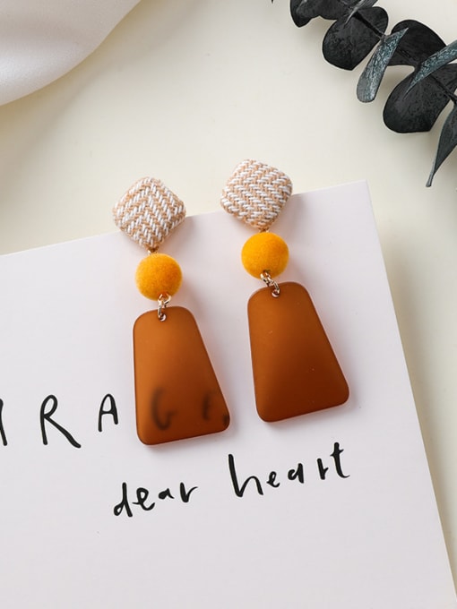 A brown Alloy With Gold Plated Simplistic Geometric Drop Earrings
