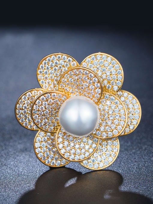 UNIENO Gold Plated Pearl Corsage 0
