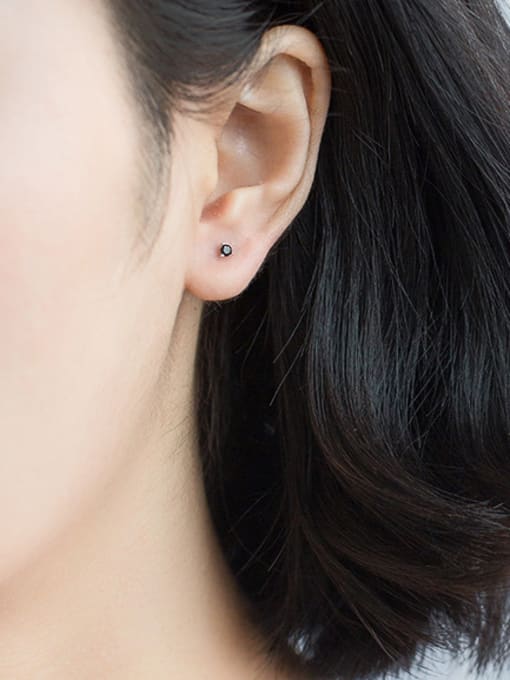 Black Korean Style Triangle Shaped Rhinestone Stud Earrings