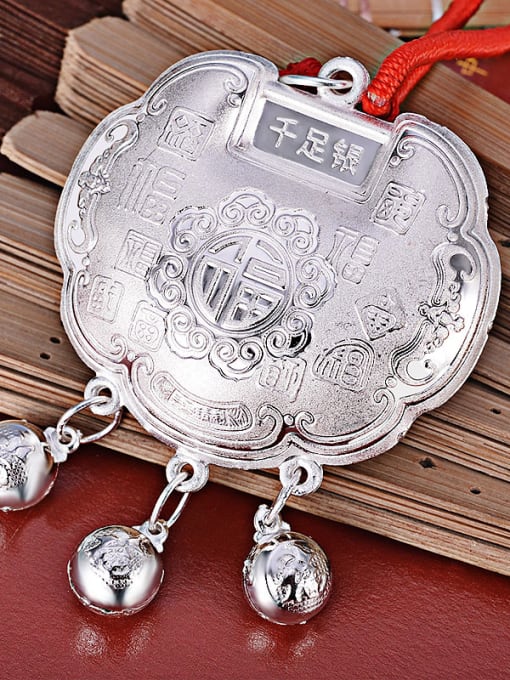 JIUQIAN Ethnic style Chinese Characters 999 Silver Children Two Pieces Jewelry Set 1