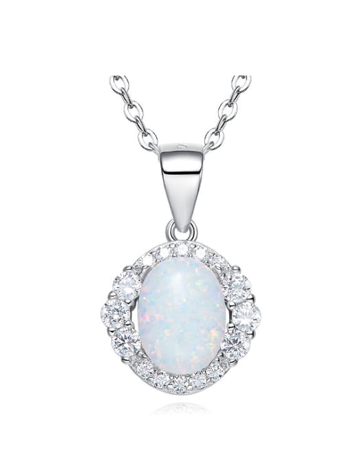 CEIDAI Fashion Oval Opal stone Cubic Zirconias 925 Silver Pendant