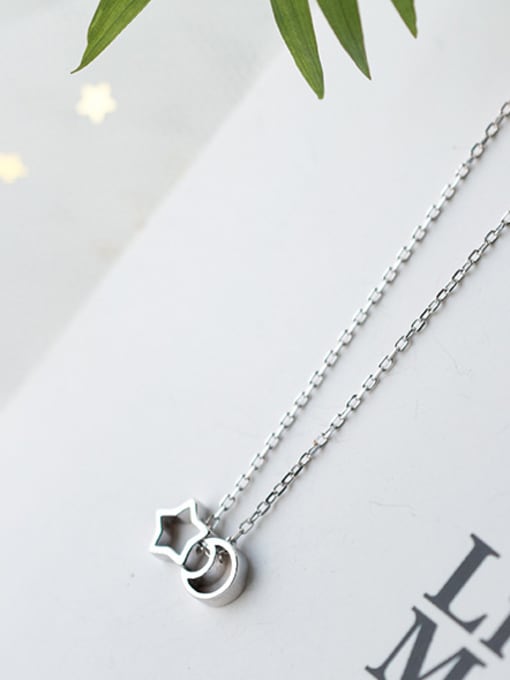 Rosh Elegant Moon And Star Shaped S925 Silver Necklace 0