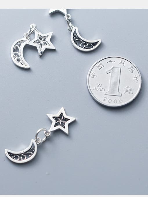 FAN 925 Sterling Silver With Antique Silver Plated Vintage Star Moon  Pendant 1