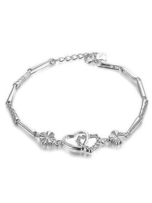 JIUQIAN Fashion 999 Silver Hearts Flowers Polishing Bracelet 0