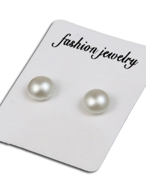 Half Pearl Stainless Steel With Silver Plated Simplistic Round Stud Earrings