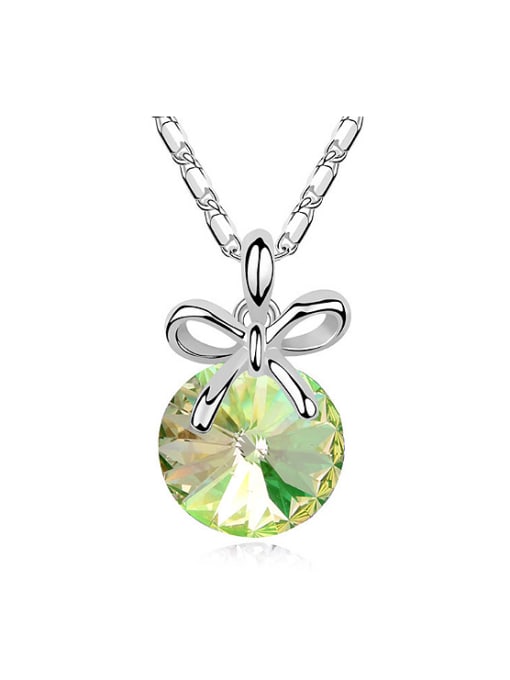 QIANZI Simple Little Bowknot Cubic austrian Crystal Alloy Necklace