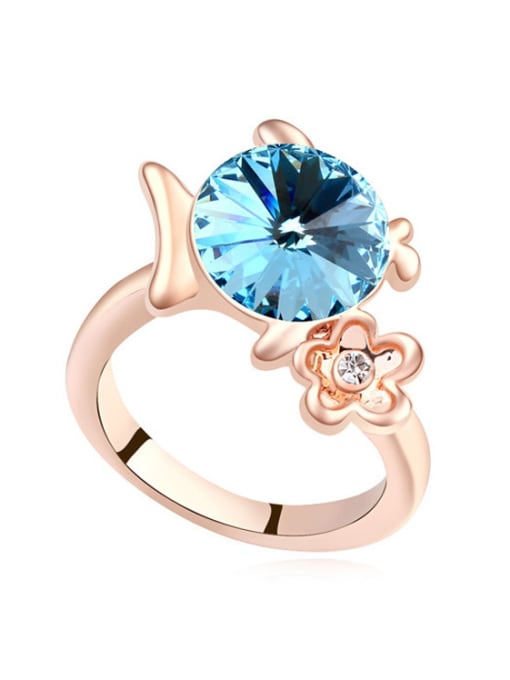 blue Fashion Cubic austrian Crystal Flower Alloy Ring