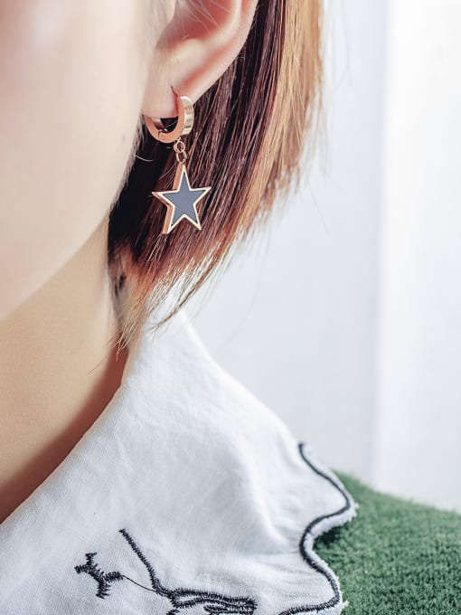 Open Sky Stainless Steel With Rose Gold Plated Classic Star Stud Earrings 1