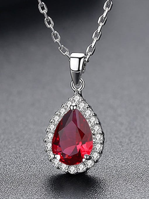 Red Corundum Copper inlay AAA zircon semi-precious stone pendant necklace