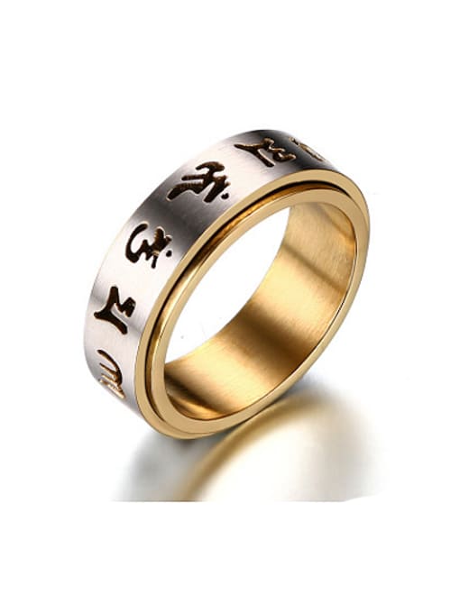 CONG Personality Gold Plated Scripture Titanium Ring